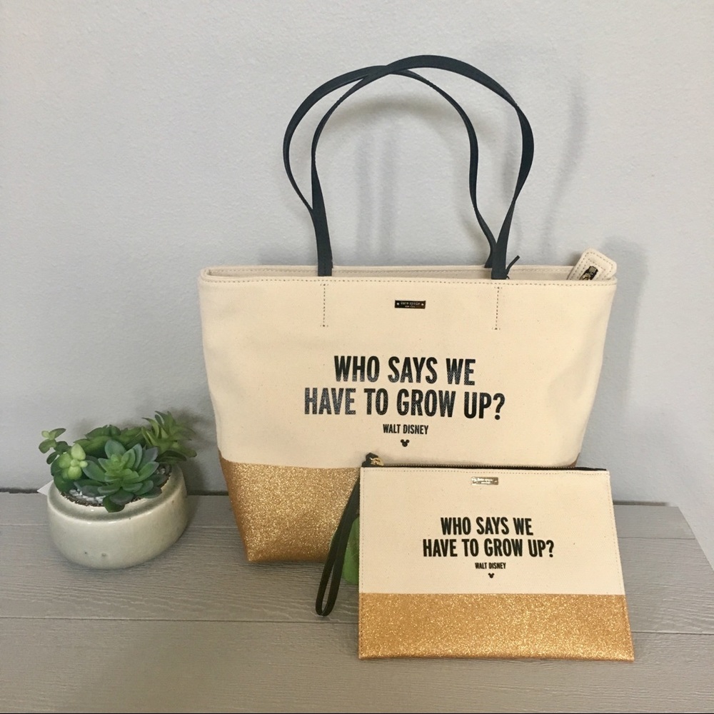 Kate Spade Disney Glitter tote and Wristlet set